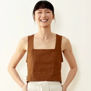 ADAY Tan Sleeveless Square Neck Tank